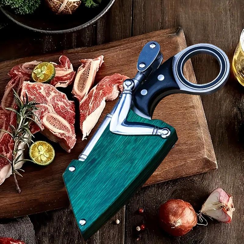 Multifunctional stainless steel kitchen knife, barbecue knife,steak knife -fixed blade, with wooden sheath, suitable forhome kitchen, camping barbecue a perfect gift for father orhusband