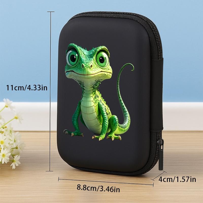 Q Edition Lizard Pattern Earbud Storage Case, Office & Travel Essential Eva Hard Shell Box, Diverse Design + Mesh Pocket