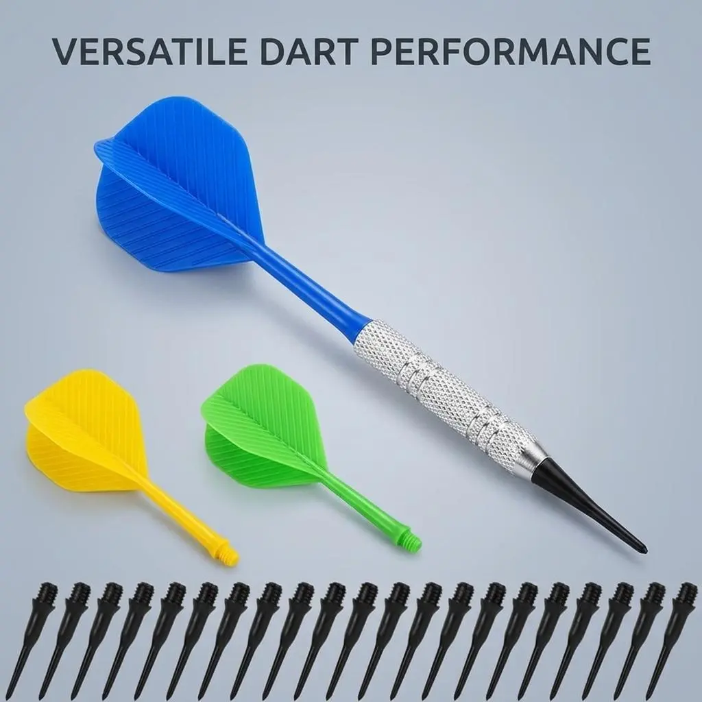 Soft-Tip Darts Set with Flexible Polymer Tips for Electronic Dartboards – 12-Piece Safety-Friendly Dart Kit Ideal for Home, Pub, and Arcade Use – Non-Marking, Low-Bounce Design for Indoor Play