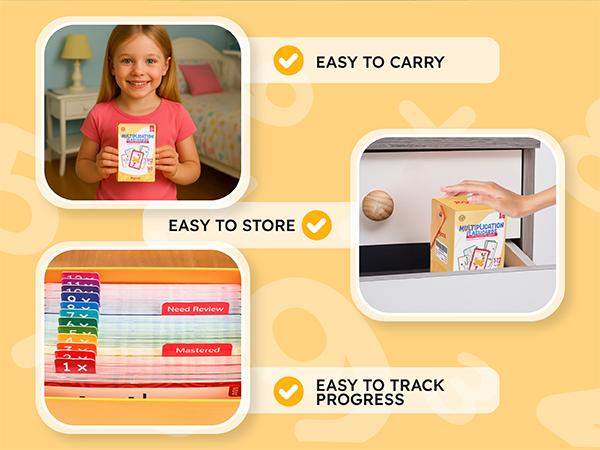 JoyCat Math Flash Cards Set of 4- Multiplication, Division, Addition and Subtraction Flash Cards for Kids 1st 2nd 3rd 4th 5th Grade, Homeschool Supply