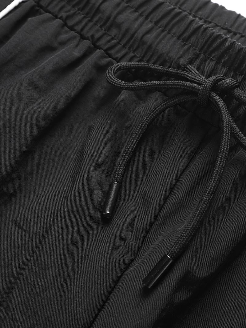 Men's Fashion Casual Sports Pants, Striped Colorblock Design, Letter Print, Nylon Fabric, Lightweight Breathable, Perfect for Daily Wear