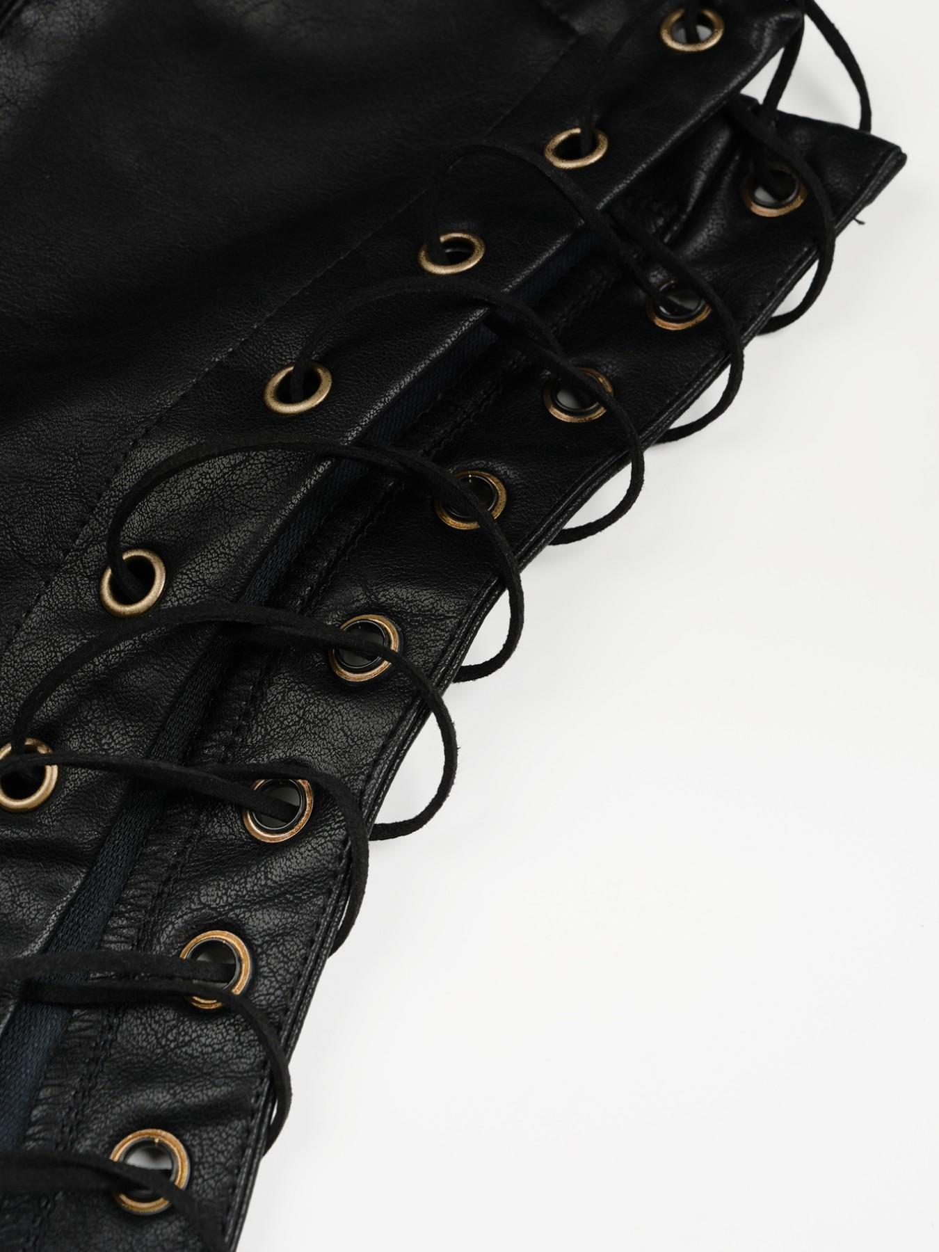 Faux Leather Strapless Corset Top Women Lace Up Bustier Crop Top Sexy Clubwear Party Top Y2K Streetwear Summer Going Out Top Edgy Gothic Bodycon Fashion