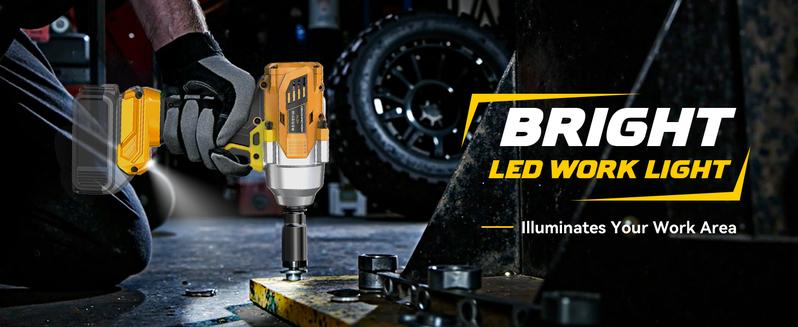 750Ft-lbs (1000N.m) Impact Wrench 1/2 inch Compatible with Dewalt 20V Battery (Battery NOT Included!), High Torque Brushless Impact Gun with 4-Mode Speed