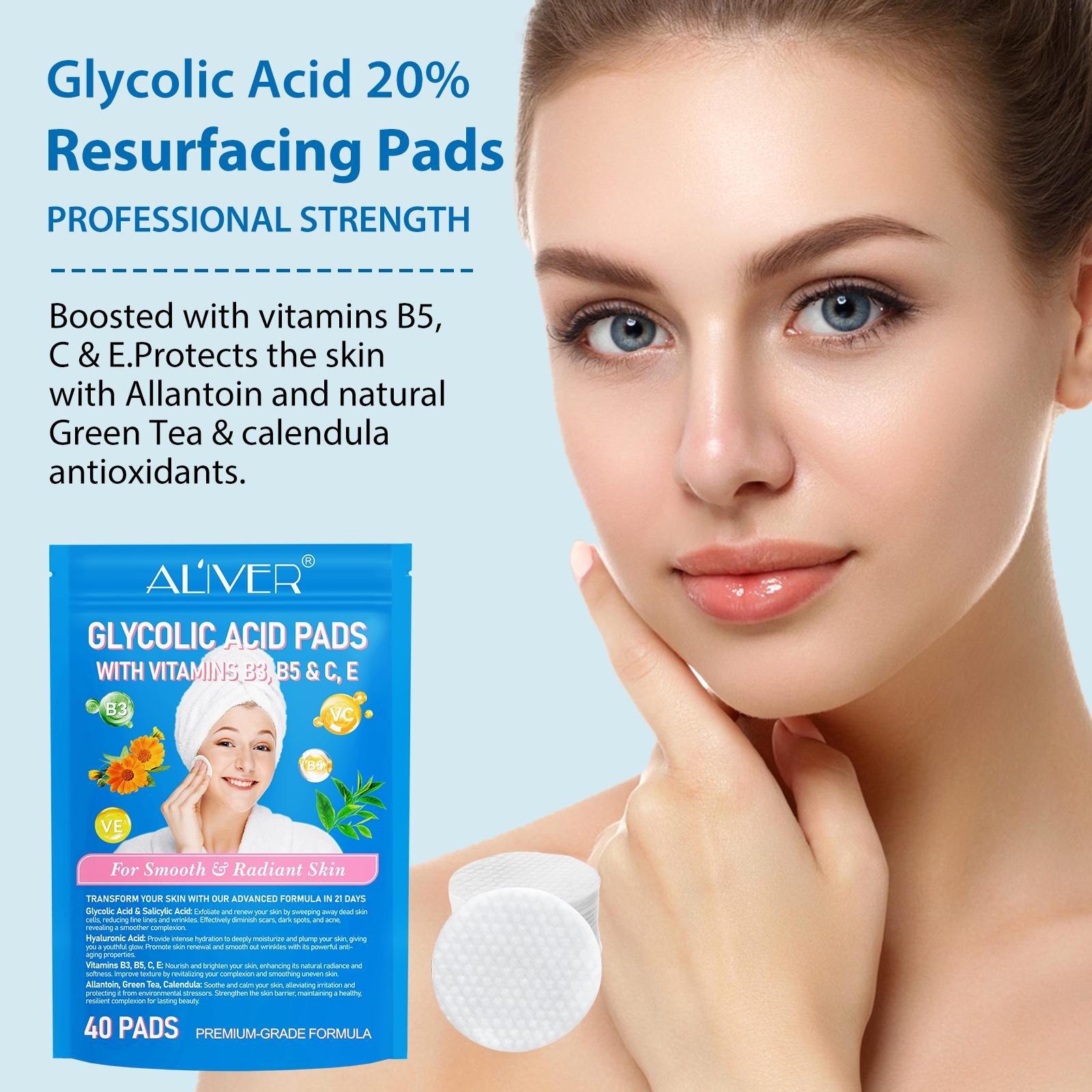 3 Counts Moisturizer, ALIVER Glycolic Acid Pads 40pcs, Contains Vitamins B3, B5, C, And E For Smooth And Glowing Skin, 20% Collagen For Hydrated And Smooth Skin, Deep Nourishment, Moisturization, And Enhanced Skin Barrier.