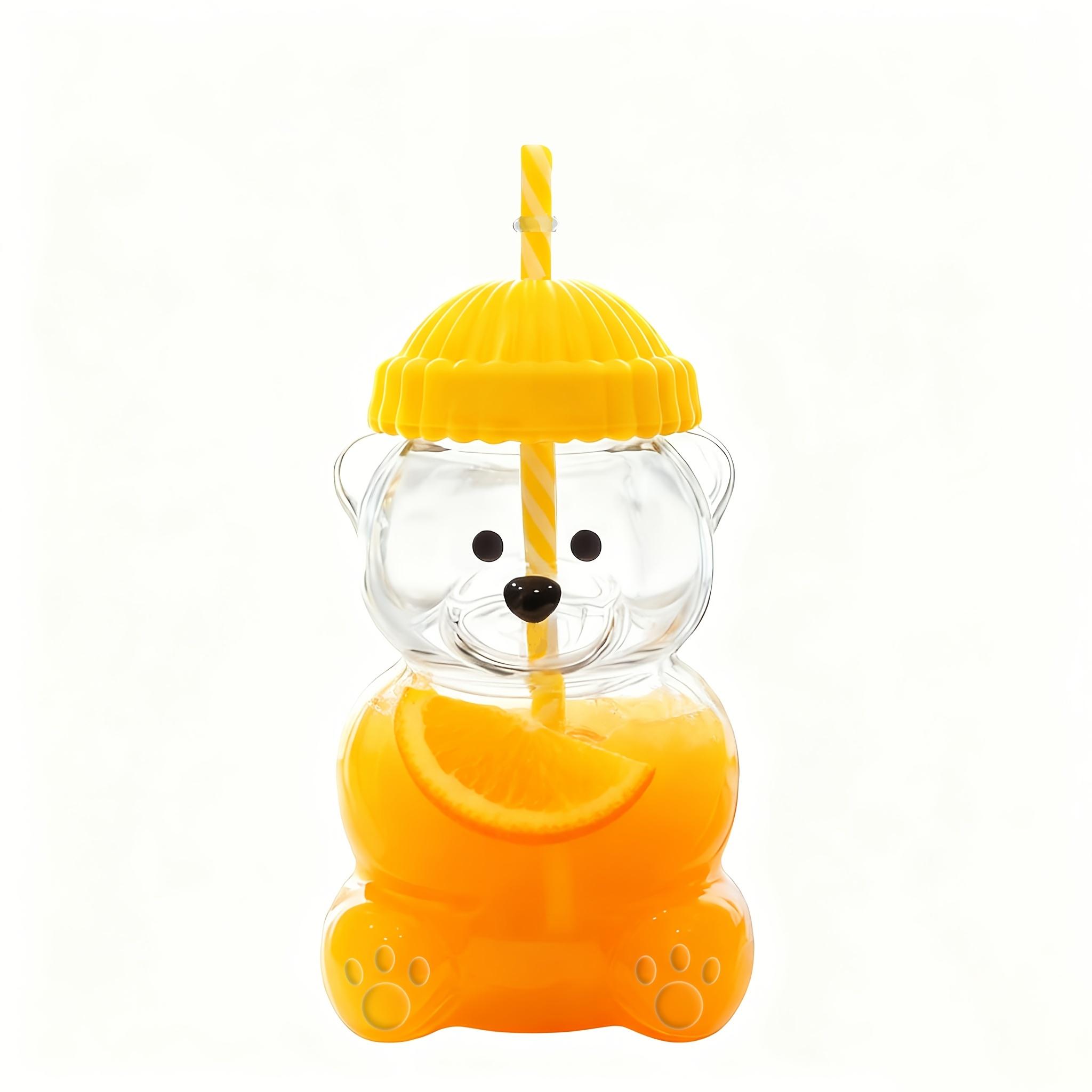 Bear Design Glass Cup, 20 oz Leak-Proof Straw Cup, Cartoon Multi-Use Drink Cup for Coffee, Juice and Water for Kids and Adults