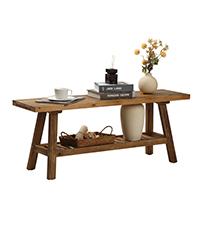 PieDle Furniture 2-Tiers Solid Wood Bench-43.3" Farmhouse Entryway Bench with Storage Shelf, Narrow Rustic Bench for Hallway, Kitchen, Bedroom, Dining