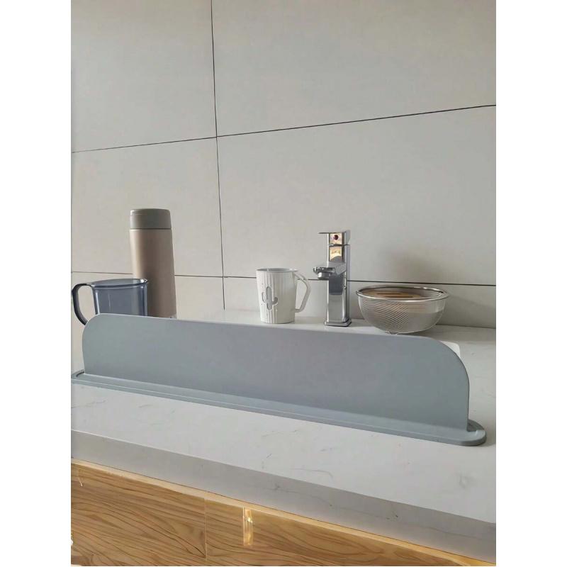 Silicone Sink Splash Guard, Self-Adhesive Drill-Free Water Barrier, Flexible Guard to Keep Countertops Dry, Reusable for Kitchen and Bathroom Washing