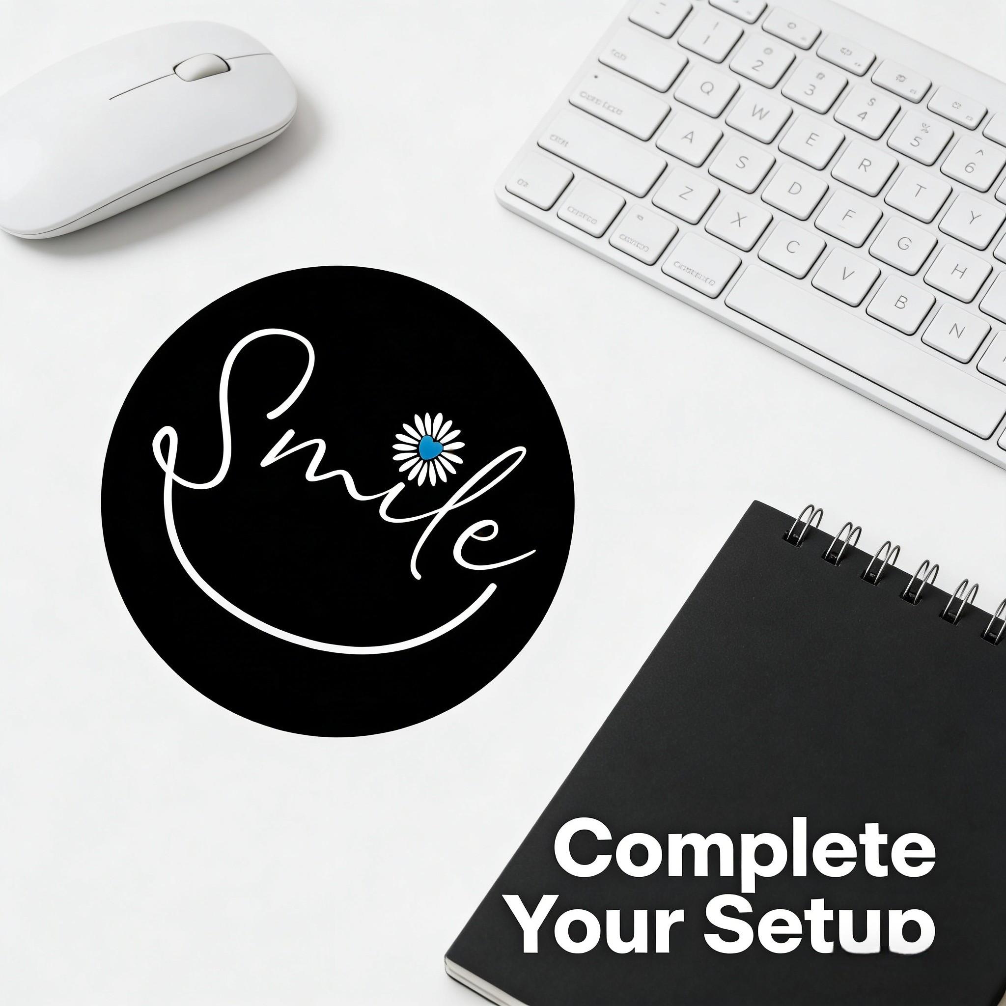 Fashionable Daisy Round Mouse Pad, Non-Slip Rubber Base, Small Desktop Mat for PC/laptop, Gaming/mouse Pad, Gift for Women, 7.87 Inches