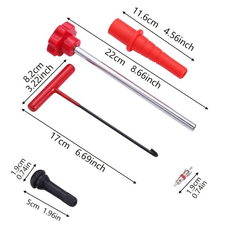 Tire Valve Stem Replacement Tool Kit, No Tire Removal Quick Installer Set with TR413 Rubber Valve Stems, Valve Core Remover for Car Motorcycle Lawn Mower ATV, Automotive Maintenance Tools, Tire Repair Tools