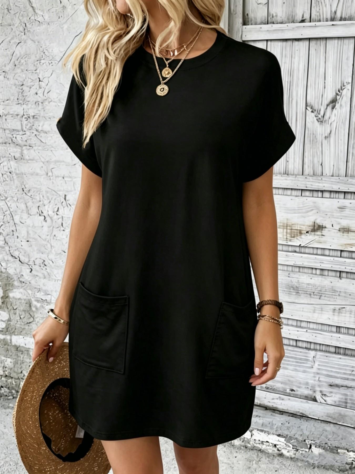 Effortless Loose Minimalist Round Neck T-Shirt Dress, Ultimate Comfort Fabric, Perfect for Daily Wear, Casual Wear, Easy to Style