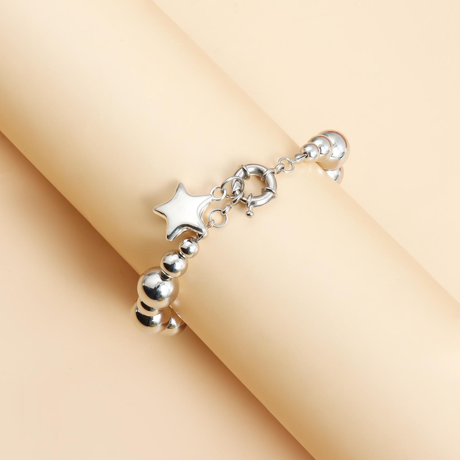 Pentagram Star Pendant Necklace & Bracelet Set |   Metal Texture |   Detachable Layered Jewelry for Women