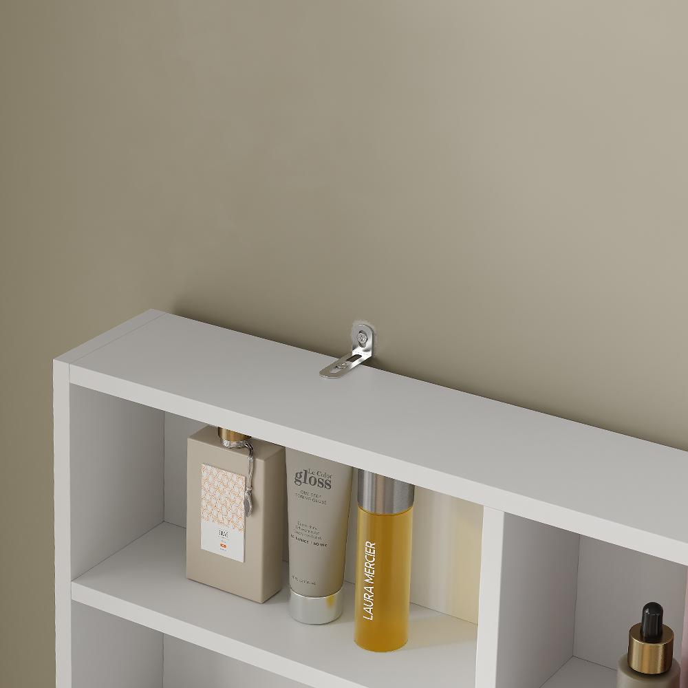 [Shipping by 3 Packages] FUSOU 2-in-1 Vanity Desk Full Length Mirror & LED Mirror with Power Outlet, Makeup Vanity 14 Drawers & 10 Shelves, Hidden Storage Capacity, Dimmable & 3 Color Lighting Dressing Table for Bedroom, White,Shipping by 3 Packages