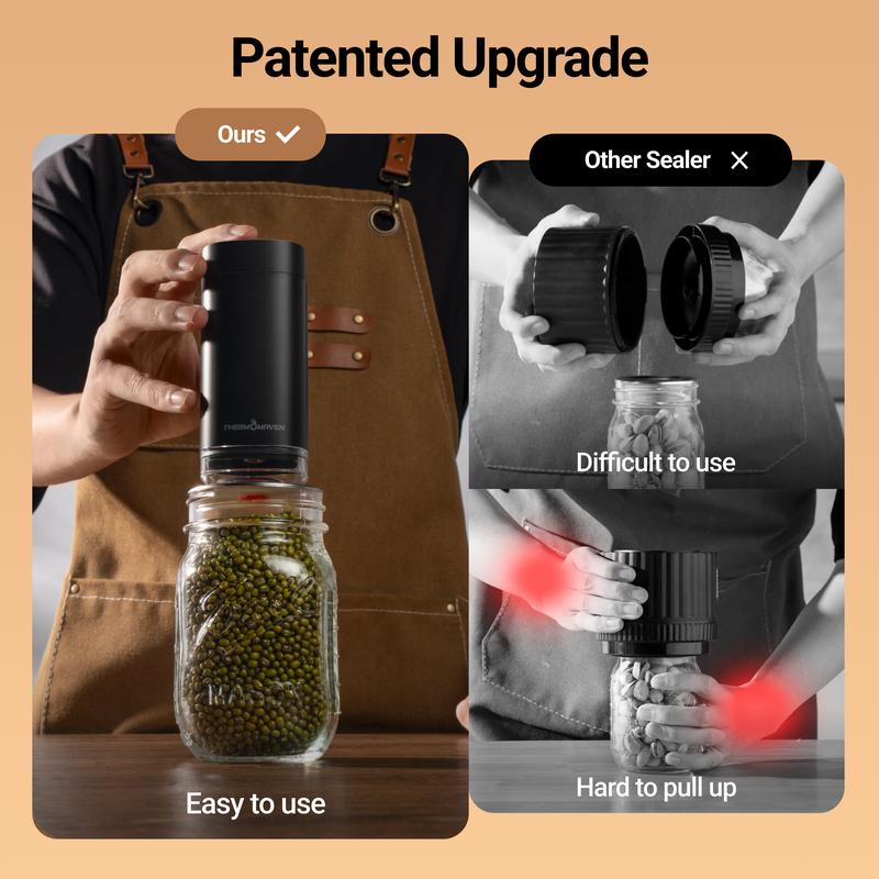 [Mouth Lids Refill Set Only!! No Sealer!!] ThermoMaven Cordless Handheld Vacuum Food Sealer Refill Lids Set, Storage Box and 24 Reusable Mason Jar Lids