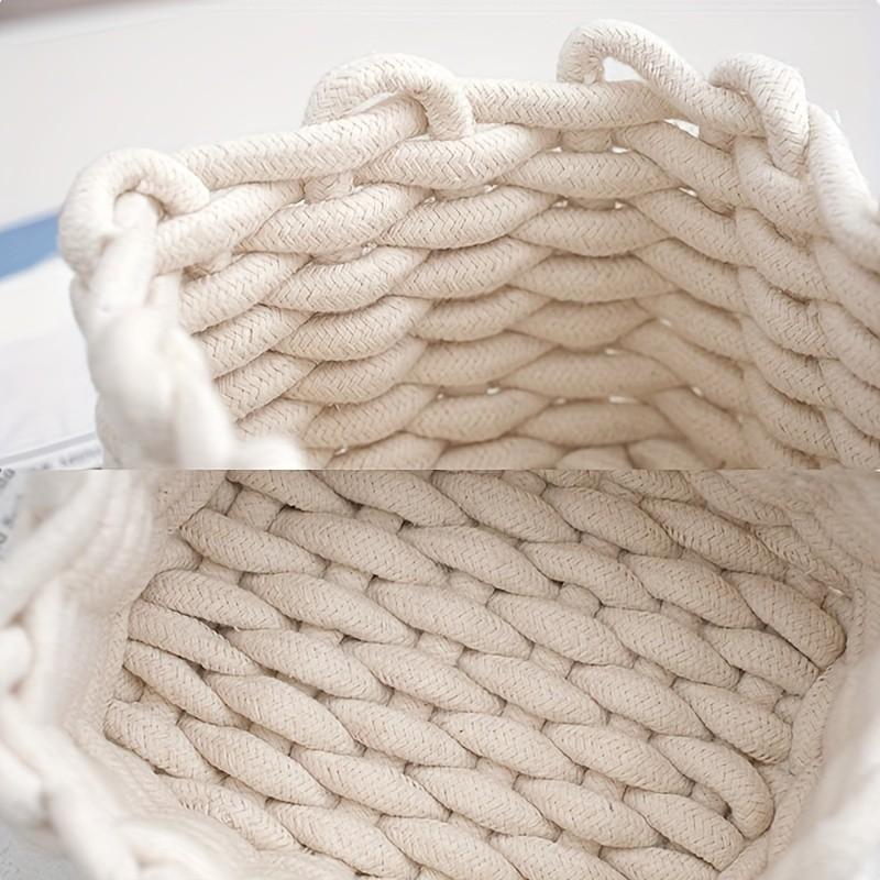 Handmade Polyester Storage Basket Stackable Cosmetic Organizer, Durable Design for Bedroom Living Room Vanity Decor, High-Quality Home Organization, Decorative Appeal