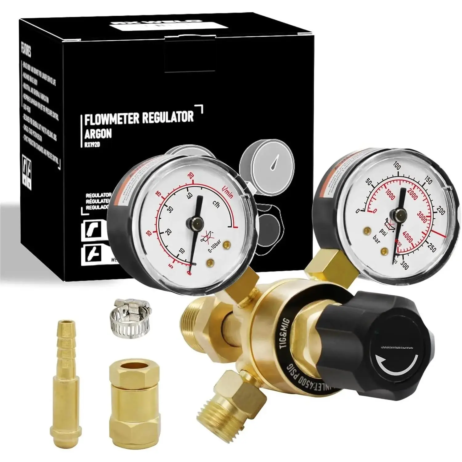 Argon Regulators Gauges Gas ing, Regulator for MIG and TIG, CGA580 Inlet Connection