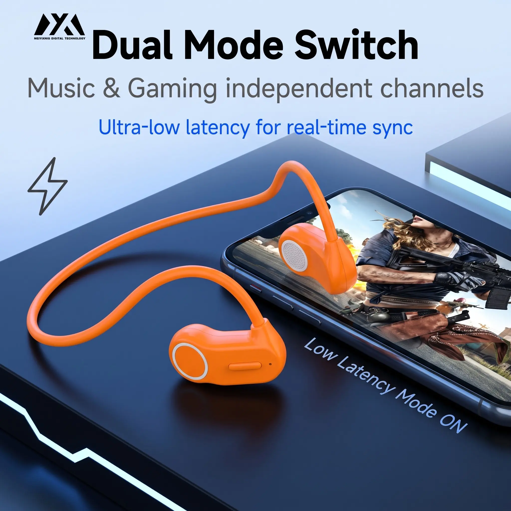 Bone Conduction Open Ear Hanging Bluetooth-compatible Earbuds, Wireless Sports Headphones, 8 Hours Playtime, Sweat-Resistant, for Running, Fitness, Cycling