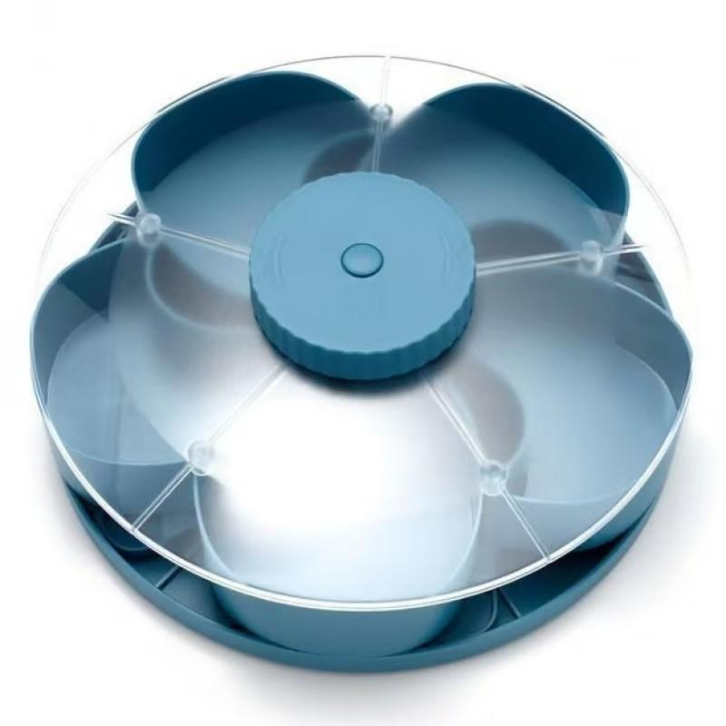 Rotating Divided Serving Tray with Spinning Lid, Multi-Compartment Food Organizer, Portable Travel Snack Box, Ideal Hostess Gift