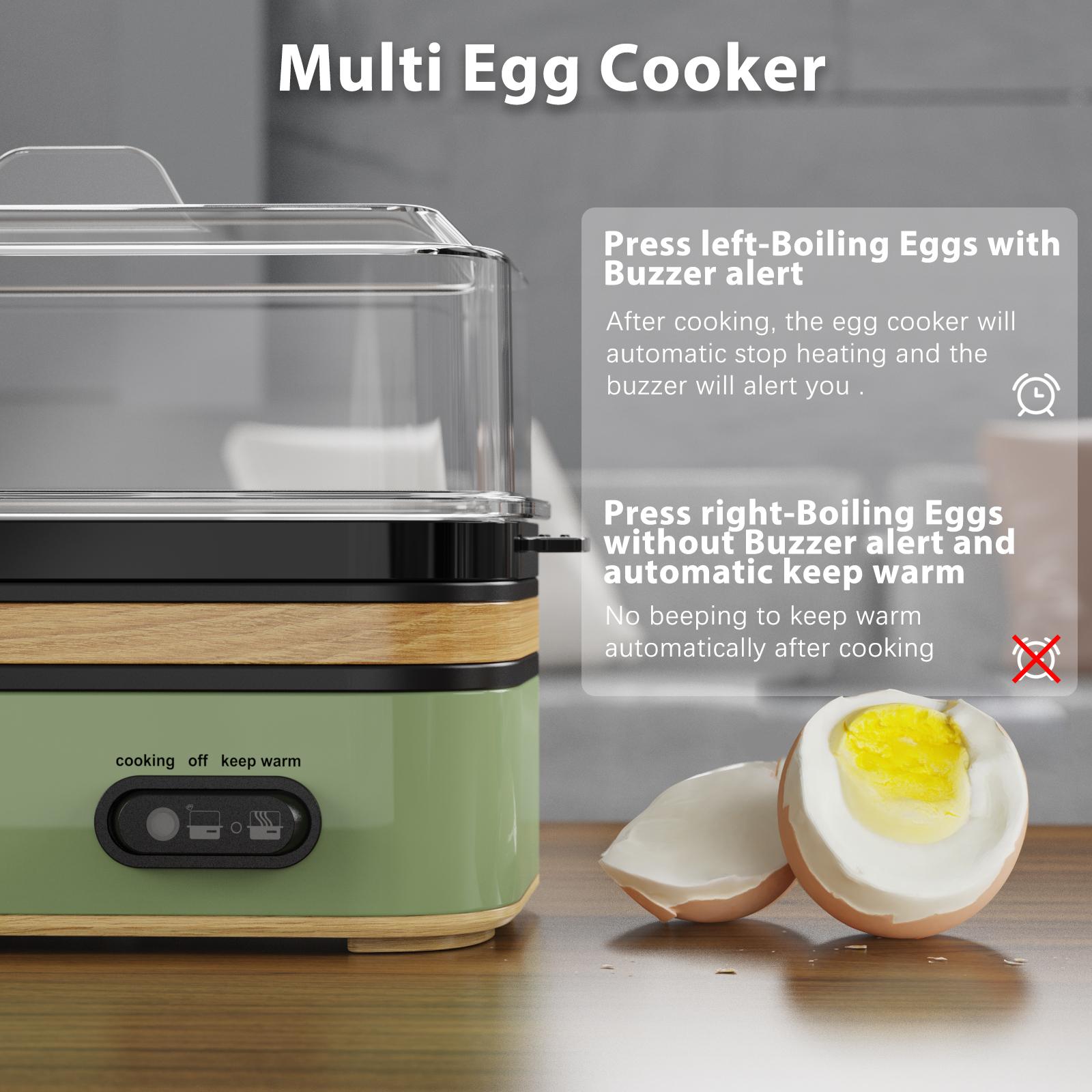 EVOLOOP Rapid Egg Steamer - 6-Egg Capacity, BPA-Free Stainless Steel with Clear Tritan Lid, 400W Electric Egg Cooker for Hard Boiled, Poached, Scrambled, or Omelette, Includes Measurement Cup & 2 Poaching Trays, Auto Shut Off