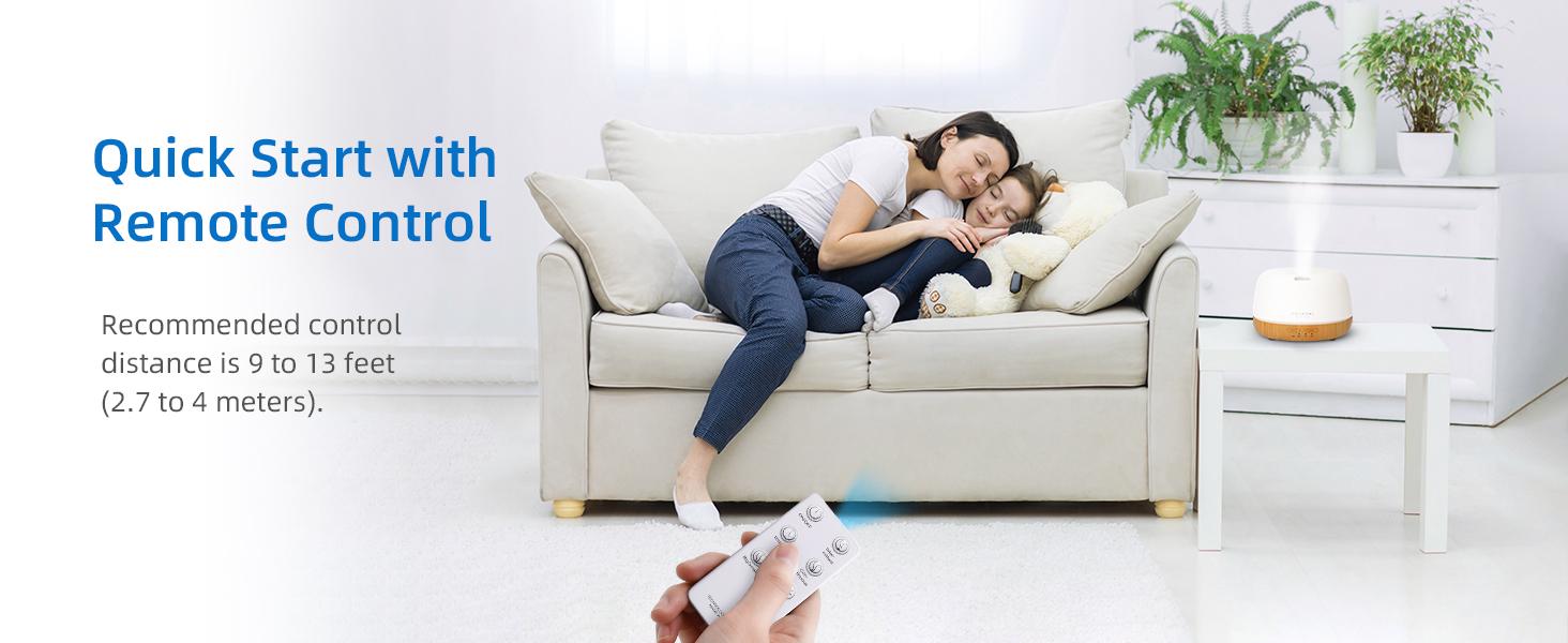 ASAKUKI Essential Oil Diffuser, 300ml Ultrasonic Aromatherapy Oil Humidifier with 7-Warm Color Lights, Remote, Waterless Auto Shut-Off, 2Cool Mist Mode, Quiet Airfreshener Led Fragrance Machine, Holiday Gift