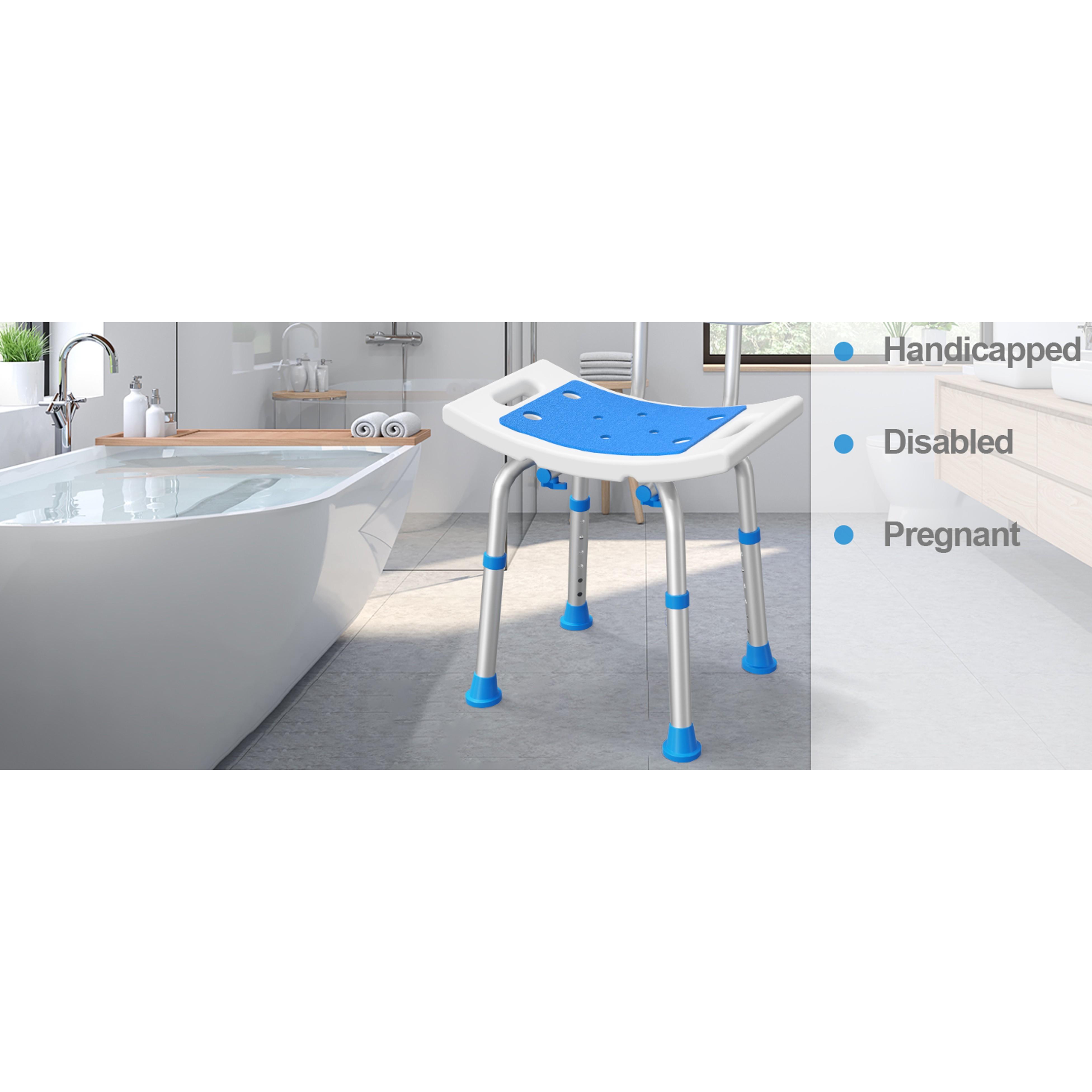 Heavy-Duty Aluminum Alloy Shower Chair with Removable Back, 400lb Bath Seat with Side Handles, Single-Person Safety Bath Stool for Seniors