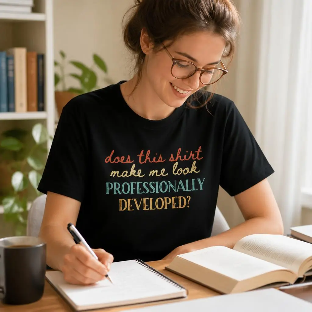 Men's 100% Cotton Short-Sleeve Casual Top - Funny "Does This Make Me Look Professionally Developed" Menswear Gift T-Shirt, Tops