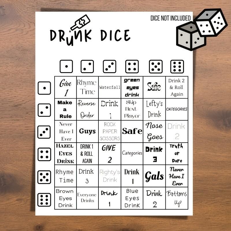 Drunk Dice Drinking Game Card, Interactive Dice Instruction Board Game, Fun Adult Party Prop, Creative Table Game for Bar/family Gatherings