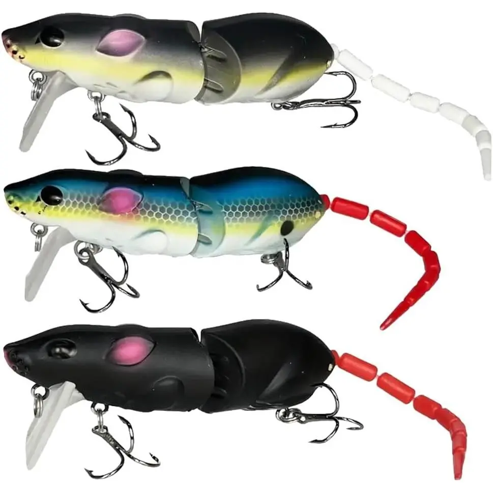 3Pcs Premium Topwater Mouse Fishing Lures - Realistic Bionic Rat Bait for Bass, Trout, Catfish, Pike, Perch - Freshwater & Saltwater Angling