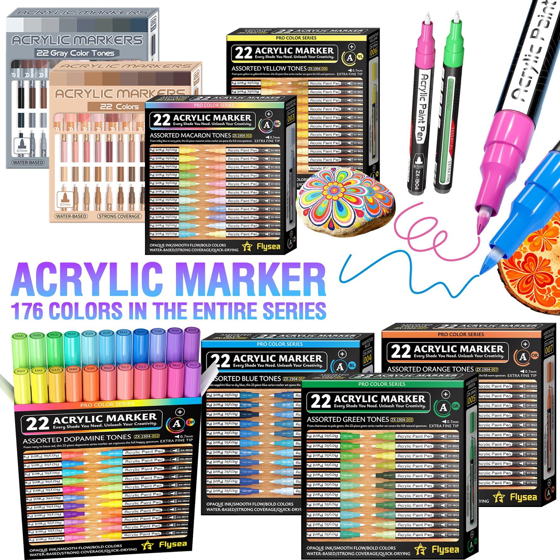22 Colors Valveless Liquid Marker Pens, 10 Color Families, Fine Tip 0.7mm, Quick-Dry Ink, Ideal for Art, Craft, and DIY Projects, Art Paint Marker