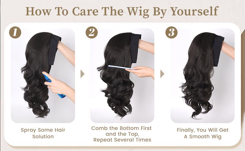 Wear and Go Body Wave Headband Wig Synthetic Wavy Wig for Black Women Glueless Wig with Headband Attached Heat Friendly 22 inch