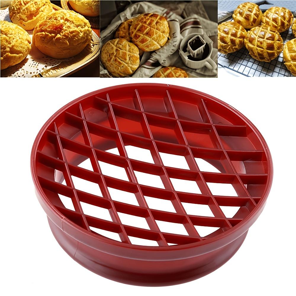 1pc Baking Tool for Bread, Cake, Biscuit, Kitchen Pastry, Lattice Press Pineapple Bun Molds Round Pattern Cookies Press Mould Plastic Pastry for Bread Cake Molds Baking Tools