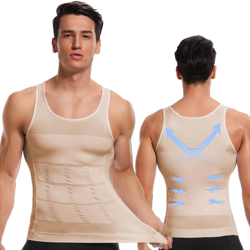 1/2/3/4 Packs Menswear Body Shaper Shapewear Sports Vest Men Compression Shirt  Breathable Stretchy Gym Lightweight Tummy Control Tops Suits Soft Fabric Formal Bestie
