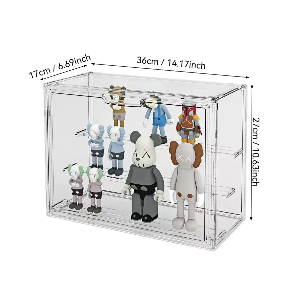 Thick Transparent Acrylic Display Cabinet, Dustproof Stackable Large Capacity Storage Rack, Magnetic Door Handbag Shoe Cosmetic Organizer