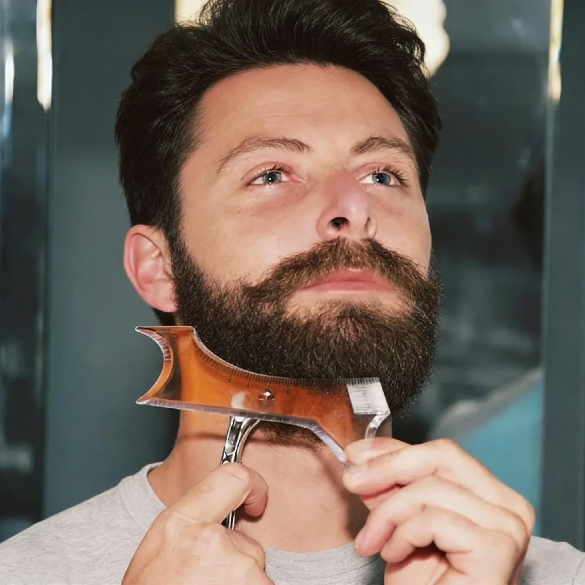 8 in 1 Clear Beard Shaping Tool With Comb, Thickened Beard Guide Shaper, Black Multifunctional Styling Template For Goatee Mustache Sideburn, Grooming Tool, Hair Styling Tools