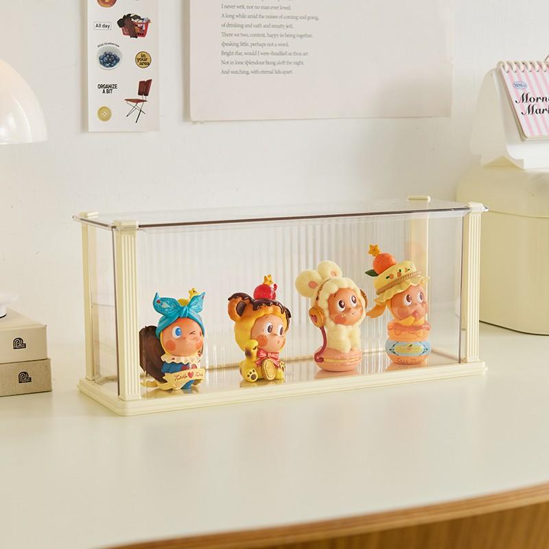 Desktop Storage Box Display Case, Roman Column Style, Stackable, Dustproof Moisture-Proof, Doll Figure Collection Showcase
