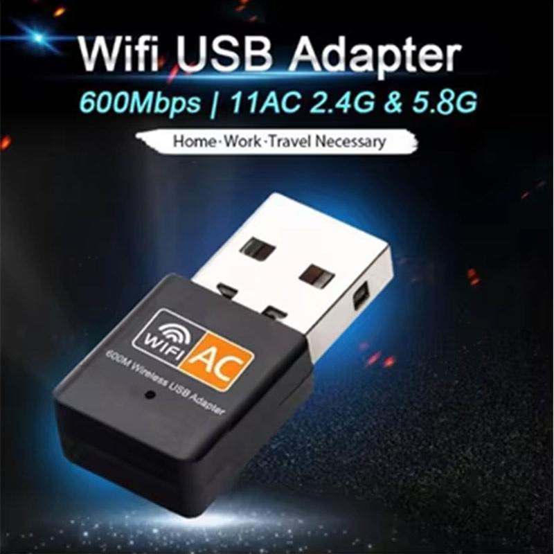 600Mbps USB WiFi Adapter, Dual Band 5GHz 2.4GHz Wireless Network Card with Internal Driver, Plug and Play Mini WiFi Dongle for PC Desktop Laptop, Compatible with Windows 11 10 8 7, Mac OS