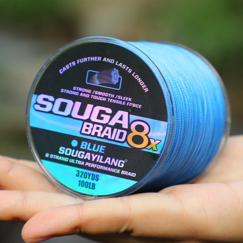 Sougayilang 300m 8X Braided Fishing Line Super Power Abrasion Resistant, Zero Stretch Super Strong Superline for Freshwater & Saltwater Fishing - Multi-Colored, Durable High-Quality Gift for Anglers fishing line Fluorocarbon Leader