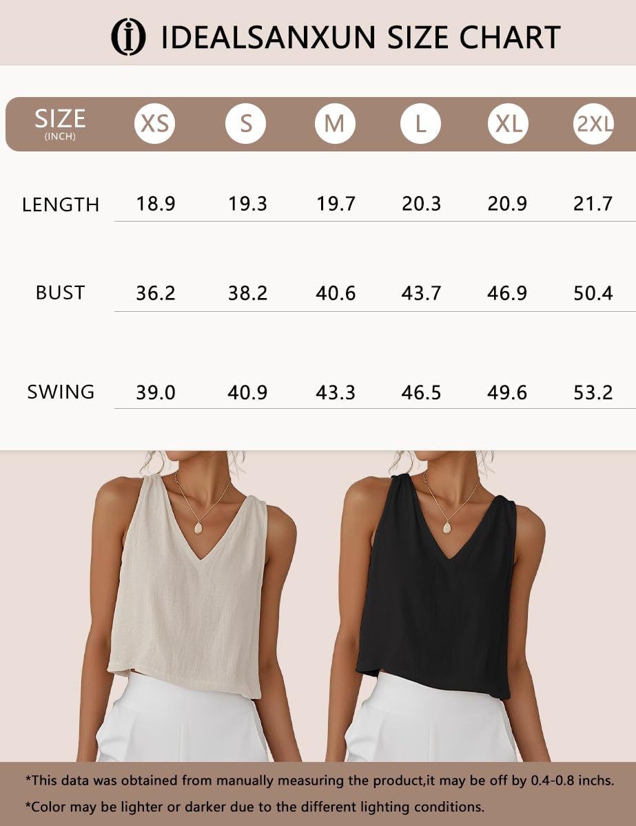 IDEALSANXUN Womens V Neck Cropped Linen Tank Tops Spring Summer Sleeveless Shirts Beach Outfits Clothes Cute Summer Tops Trendy Vest Spring Summer Sleeveless Y2K Off-Shoulder Square Neck Ruched Wide Strap Flowy Blouse Casual Chic Loose Fit IDEALSANXUN Womens V Neck Cropped Linen Tank Tops Spring Summer Sleeveless Shirts Beach Outfits Clothes Cute Summer Tops Trendy Vest Spring Summer Sleeveless Y2K Off-Shoulder Square Neck Ruched Wide Strap Flowy Blouse Casual Chic Loose Fit