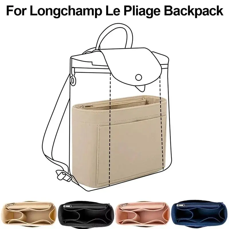 Purse Organizer Insert for Handbags Felt Bag Insert Dividers with Multi-pockets Fit Long Champ Le P.liage Backpack
