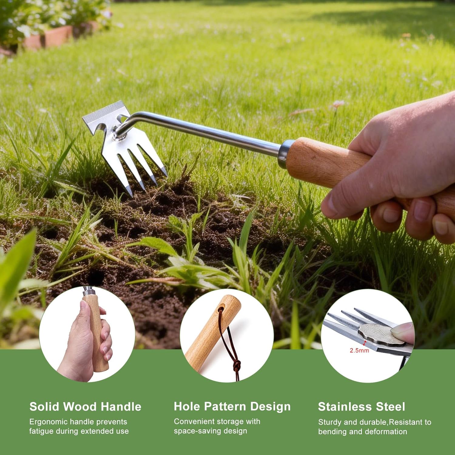 Long Handle Weeder Tool with Leverage Action - Pull Weeds Roots and All, Standing Up! Durable Stainless Steel with Anti-Slip Grip. Ergonomic Gardening Hand Tool for Easy Weed Removal.