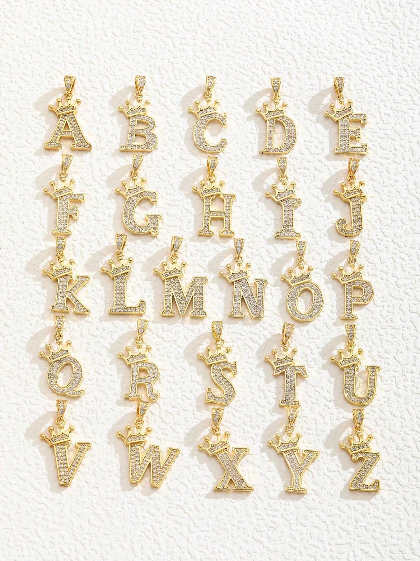 Heart Cz Crown Letter Pendant Necklace, Personalized Initial Alphabet Design, Luxurious Copper Material, Ideal for Daily Wear & Gifts, Heart Shaped Necklace