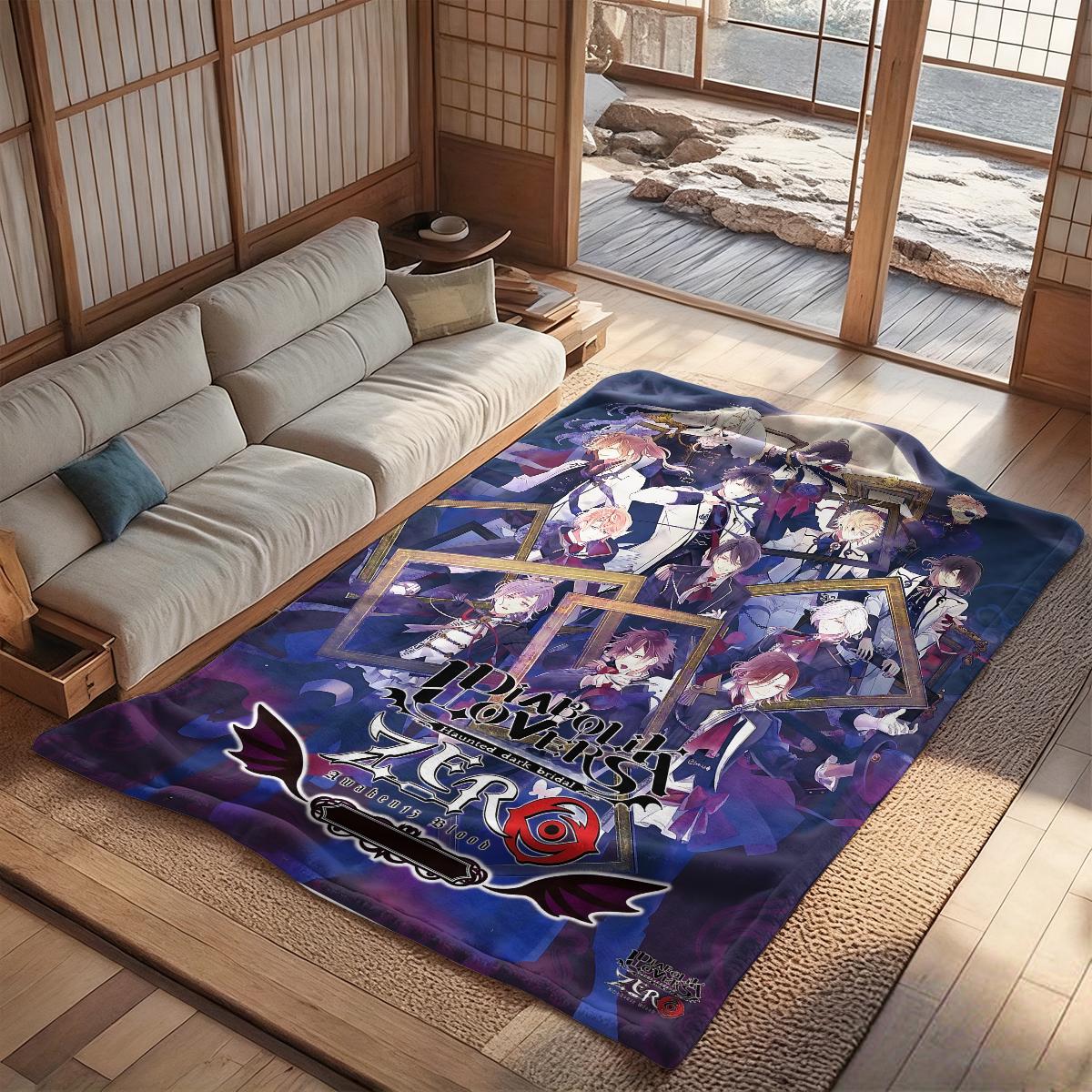 Diabolik Lovers brainstorm  flannel blanket, exclusive gift for home, office, camping travel, personalized pattern design, modern style, soft texture