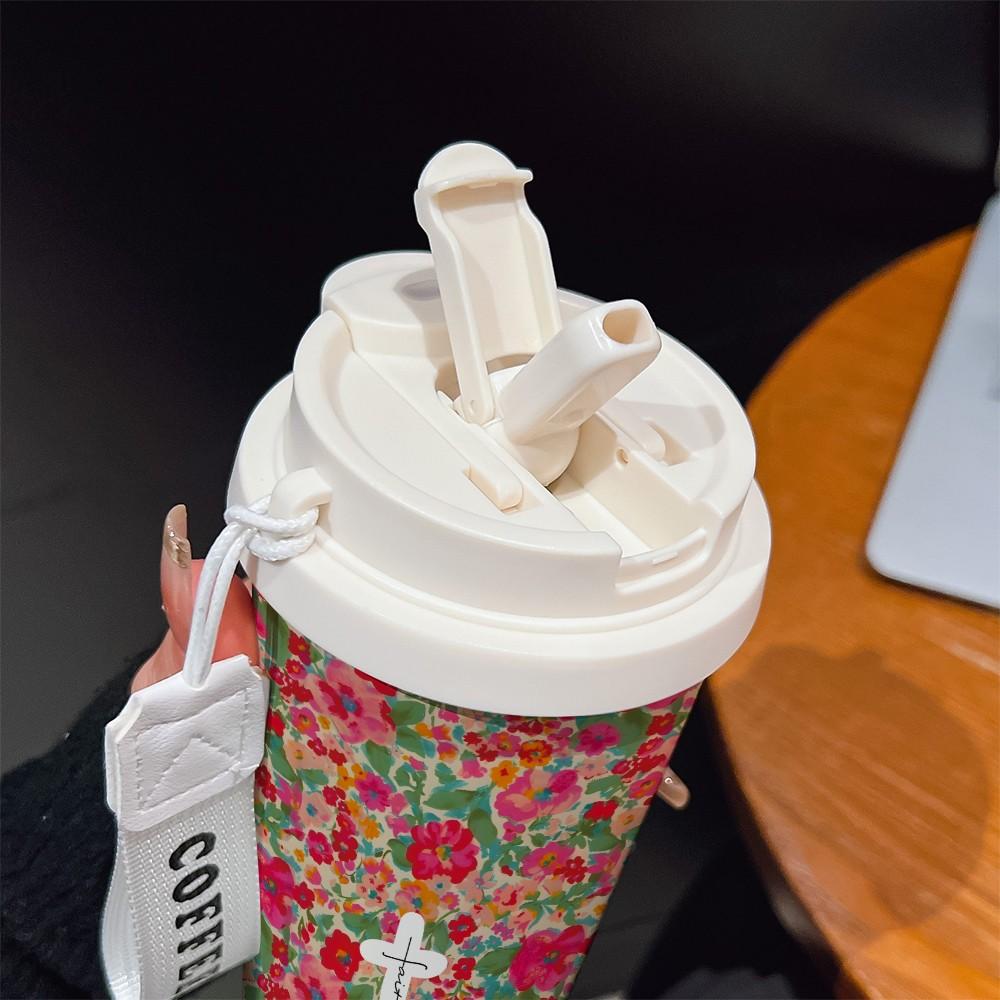 Abstract Cross Texture Coffee Cup, Portable Insulated Tumbler, Keeps Drinks Hot/cold, Boho Style, Ideal for Office, Travel, Sports