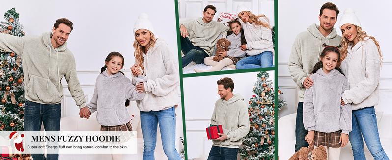 Runcati Men's Fuzzy Sherpa Pullover Hoodie Sweatshirt Long Sleeve with Kangaroo Pocket Chunky Fabric for Fall & Winter Athletic Fit