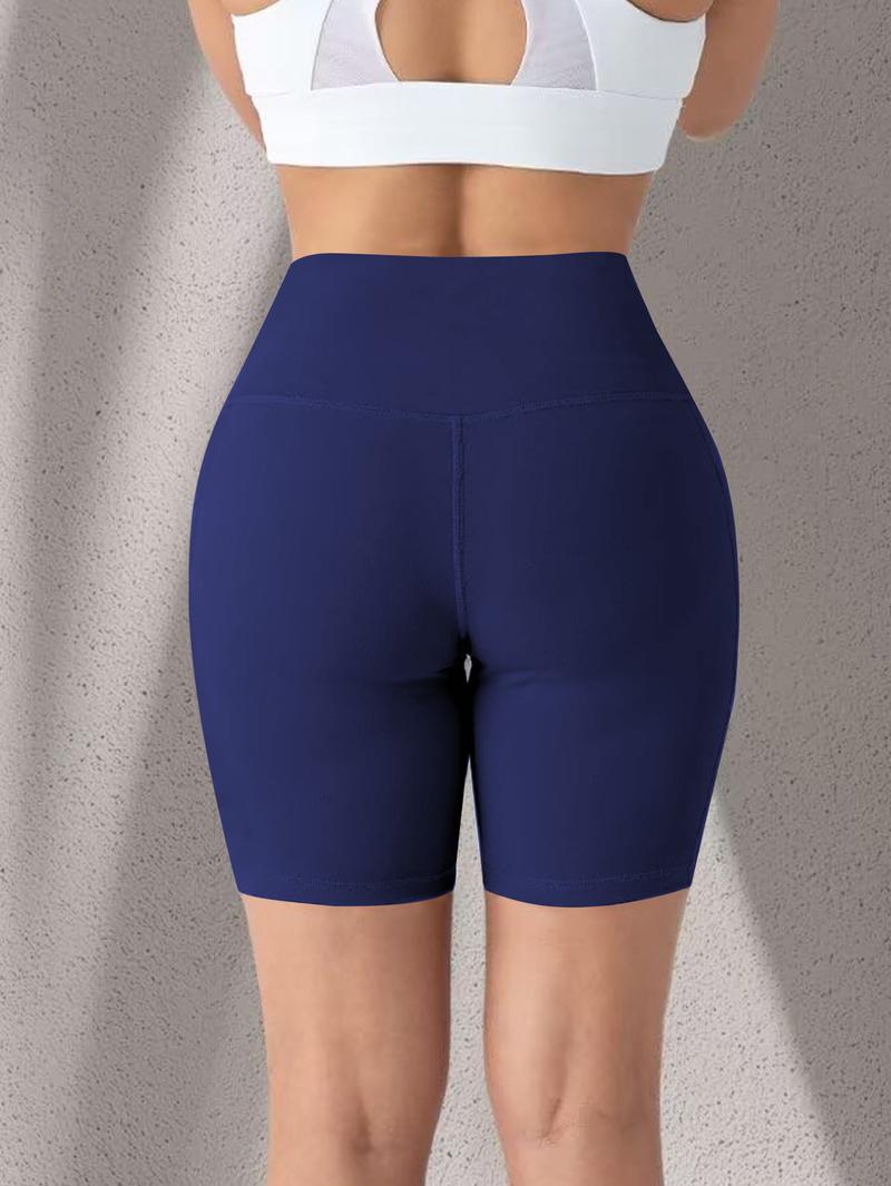 3pcs/Set Plus Size Women's Sportswear Tight Shorts High Waist Elastic Abdomen Control Yoga Shorts With Pockets