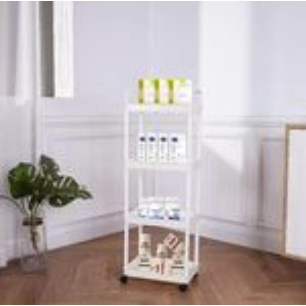 Multi-layer multi-functional trolley, multi-functional storage rack, Display storage rack, movable trolley, movable shelf, 4 universal wheels, suitable for kitchen, bathroom, multi-scene use, made of plastic, cannot place heavy objects