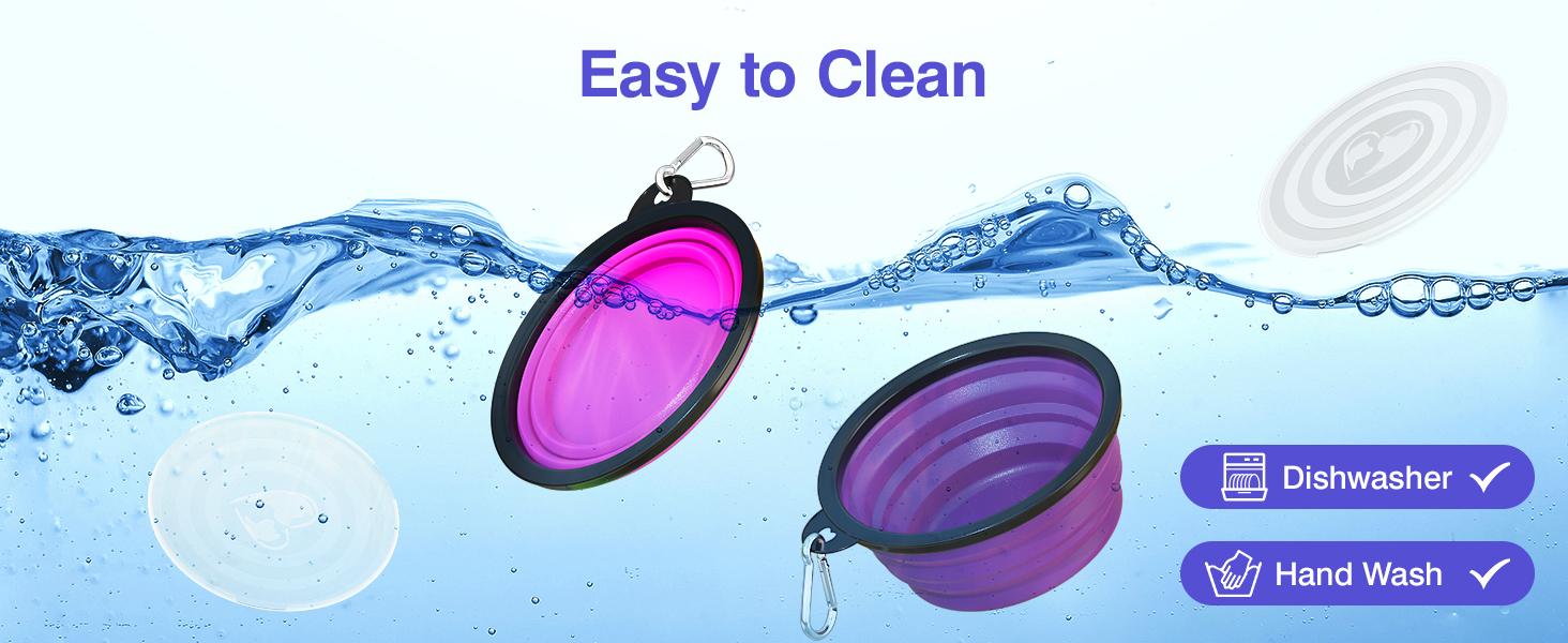 Pawaboo 2-Pack Collapsible Dog Bowls – Portable Silicone Food & Water Set with Lids & Clips