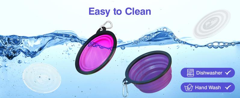 Pawaboo 2-Pack Collapsible Dog Bowls – Portable Silicone Food & Water Set with Lids & Clips