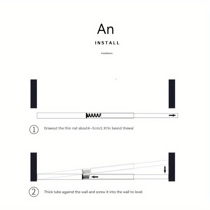 1pc Bathroom Storage Telescopic Hanging Rod, Clothes Towel Thin Rod, Shower Curtain Drying Rod, Multifunctional Telescopic Rod