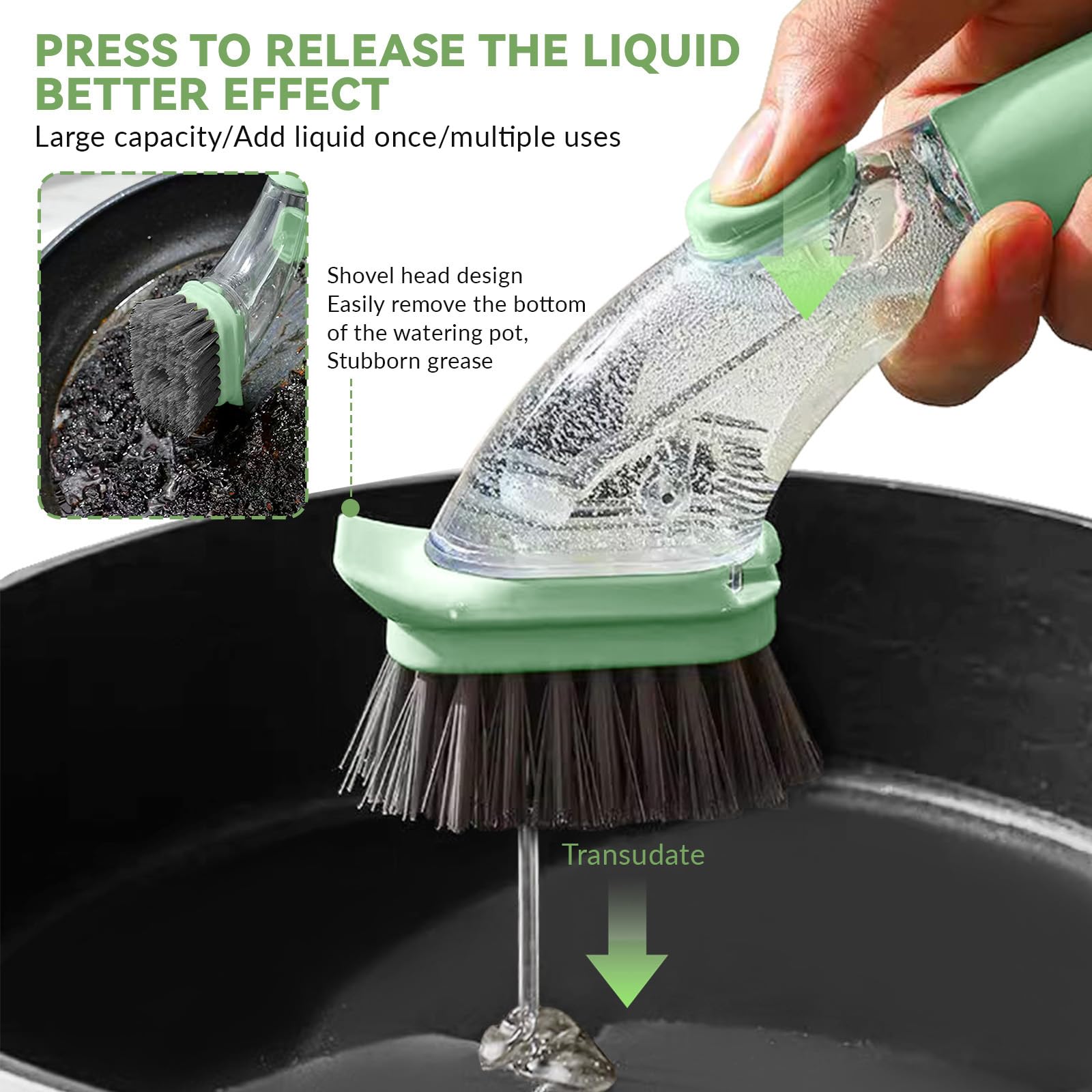2-in-1 Long-Handled Wonder Pot Scrubber, Automatic Liquid-Dispensing Pot Scrubber for Lazy People, Cleaning Brush, Multi-Functional Pot Scrubber