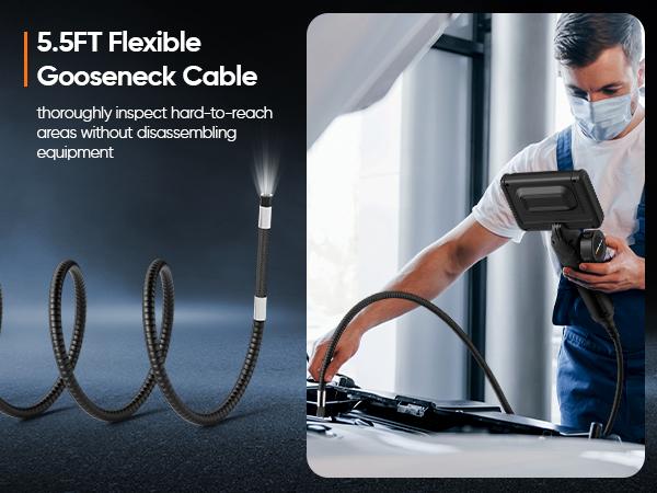 360°  Articulating Borescope with 5.5FT Semi-Rigid Cable 32GB Card , Two-Way HD Waterproof Endoscope  Camera with Light , for Car Accessories, Home Checks, Detecing Tools